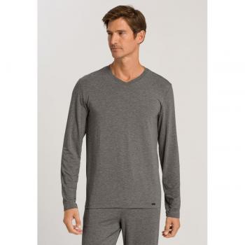 Herren Pyjama-Oberteil mit Stretch, Mittelgrau Melange, Größe L
