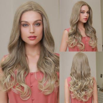 EASIHAIR Grey Ombre Long Body Wave Lace Front Wig