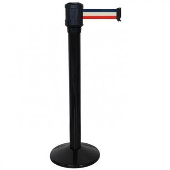 Paletto Nero 4 m con Nastro Blu/Blanco/Rosso