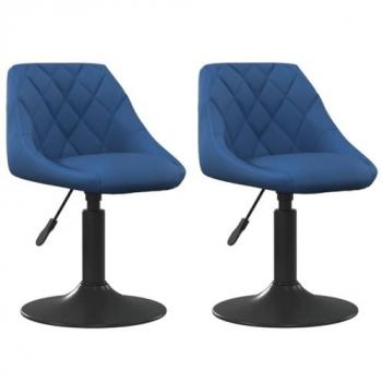 Ensemble de 2 chaises de salle à manger en velours bleu pivotantes
