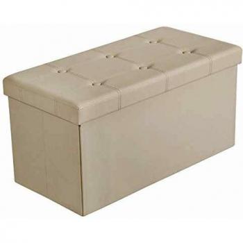 Beige Kunstleder Sitzbank mit Stauraum 76 x 38 x 38 cm