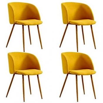 Sièges de cuisine jaune vieXL – pack de 4 chaises