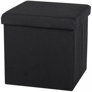 Pouf Cuadrado Textil Negro de Almacenamiento