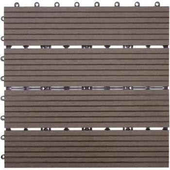 Pack de carreaux WPC extérieur 30x30 cm (Rhône) – 11 pièces, nuance café linéaire