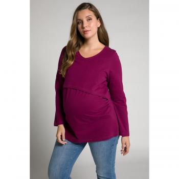 Maglia Ulla Popken Bellieva, Rosso, Taglia 56/58, Maniche a 3/4, Tessuto Eco, Drappeggi