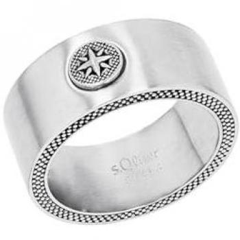 Edelstahl‑Kompass‑Ring s.Oliver Herren, 66 mm, Silberlook