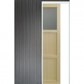 Puerta corredera doble con acristalamiento Ayous H204 x A73, rollo enrollable y acabado ornamental