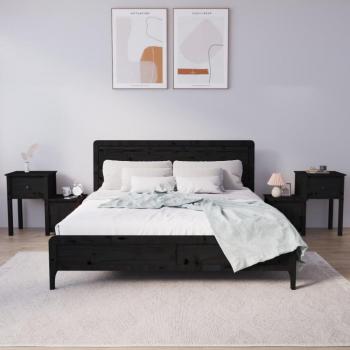 End Table 2 pcs Black Solid Wood Pine 79.5x38x65.5 cm (with or without vidaXL or Vidaxl)