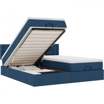 Bett-Ottoman „Blaue Komfortzone” 160 × 200 cm – LED und Matratze, VidaXL