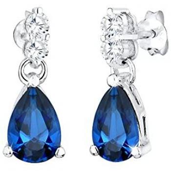 Orecchini Eleganti a Goccia in Argento Sterling 925 con Cristalli di Zirconia e Zaffiro Sintetico