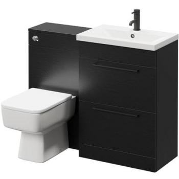 Napoli 390 Nero Oak 1100mm Vanity Unit Toilet Suite with 1 Tap Hole Basin