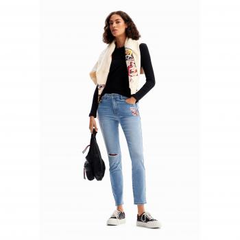 Jeans push-up decorato con Mickey Mouse
