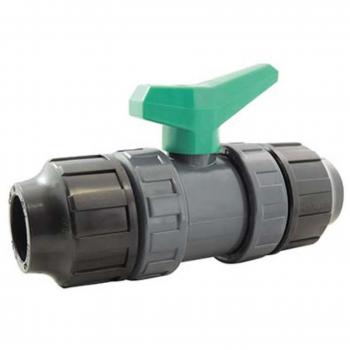 Valve en PVC Ø 25 avec poignée verte et raccord à compression – Jardiboutique