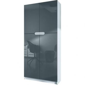 Bureau Logan avec rangement en Blanc et Gris