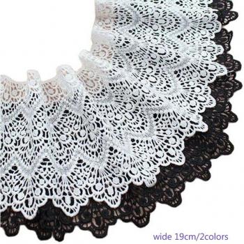 19CM Wide White Black Flower Lace Fabric