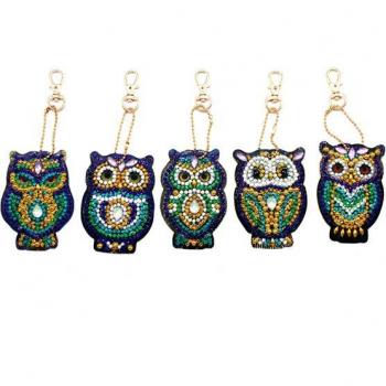 Cartoon Owl Drill‑Ready Diamond Jewelry Keys (5 Pack)