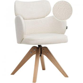 Bouclé Light Beige Belianni Swivel Dining Chair – Curved Back Design (Marcy)