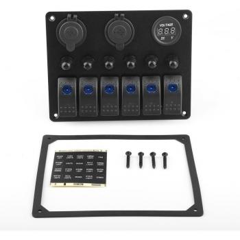 Marine 6 Gang Toggle Switch Panel with LED