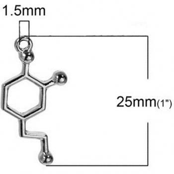 10PCs Serotonin Molecule Charms Gold/Silver for DIY Necklace