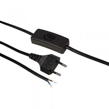 Schnurschalter-Netzkabel für Leuchten, Eurostecker, 2m in Schwarz