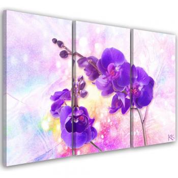 Orchidée Trois-Éléments Violette – Décor mural