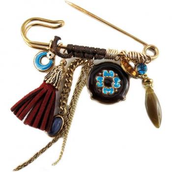 Designer Acapulco Golden Brown Brooch