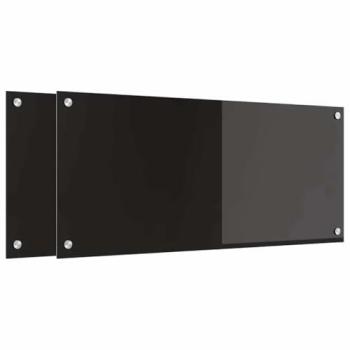 VidaXL Dual Pack Kitchen Backsplash – Black, 90x40 cm Tempered Glass