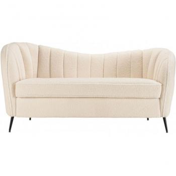 Leopold Comfort 2 plazas Tela Rizada Crudo y Patas de Metal