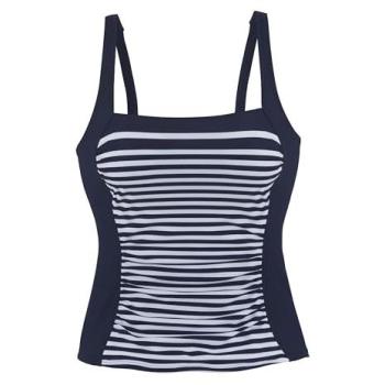 Damen-Tankini von Lascana – Größe 44, Cup C, Blau‑Marine‑Weiß, Recycling‑Polyamid‑Streifen