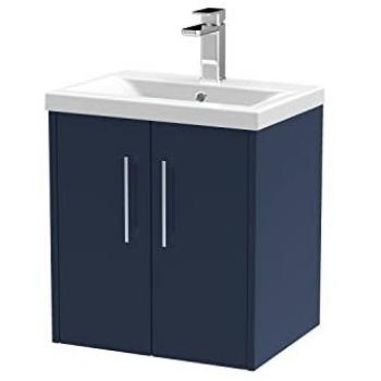 Juno 500mm Wall Hung Midnight Blue Vanity Unit with Soft Close Doors and Basin
