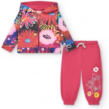 Chándal Luna Fucsia con Flores para Niña