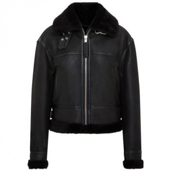 Infinity Leather Women’s B3 Sheepskin Akiak Bomber, 5XL – Black