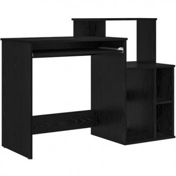 Black Oak Office Desk with Integrated Storage – 120.5 × 44 × 88.5 cm, Engineered Wood