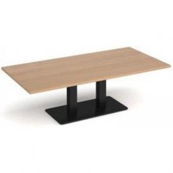 Social Spaces Eros Rectangular Table – Black Base, Twin Uprights