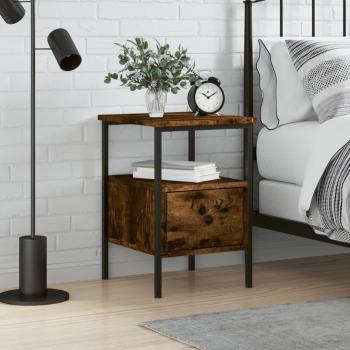 VidaXL Smoked Oak Bedside Cabinet 34x36x50 cm