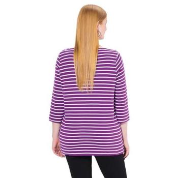 Großes Damenringelshirt lila – Ulla Popken, 46/48