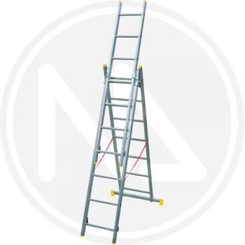 Scala Trasformabile Tripla in Alluminio Maurer 3 Rampe 11 Gradini fino a 7,06m