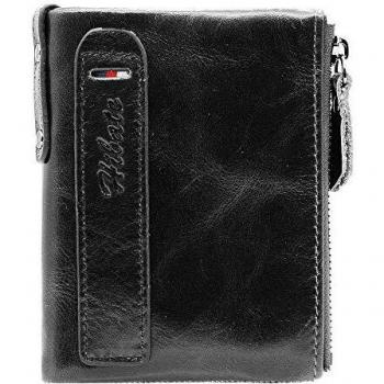 Hibate Men's Leather Wallet with RFID Blocking and Coin Pocket