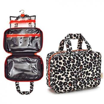 Victoria Green Charlotte Hanging Traveller Wash Bag Leopard Tan Brown