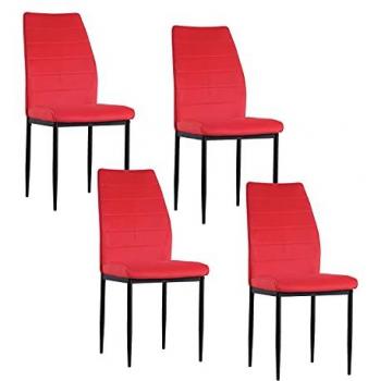 Rotes Samt-Stuhl-Set Madison (Vierer) – HTI‑Living