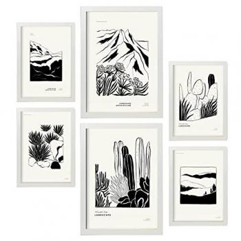 Nacnic Ink Noir: Seis Láminas Artísticas de Plantas y Desiertos