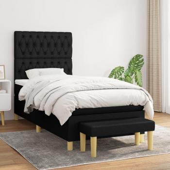 VidaXL Boxspringbett Stoff Schwarz 90x190 cm mit Matratze