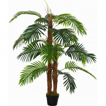 Planta Decorativa Artificial Palma 120 cm con 19 Hojas y 3 Troncos