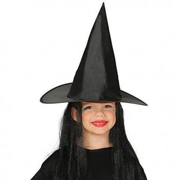 Sombrero negro de bruja infantil con pelo