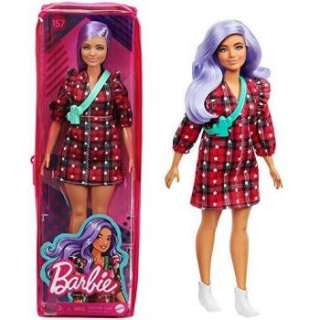 Barbie Muñeca Fashionista vestido cuadros rojo
