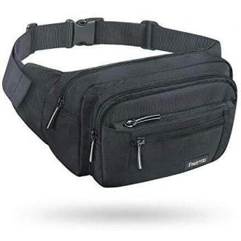 FREETOO Large Festival Fanny Pack 32.7 to 45.3 Inch Waist Travel Pouch with 6 Zipped Pockets