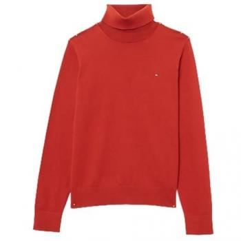 Tommy Hilfiger Damen Rollkragenpullover WW0WW43211 Rot Regular Fit