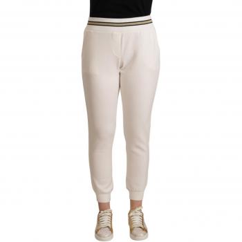 Patrizia Pepe Elegant White Joggers with Mid Waist, White female, Sizes: XS