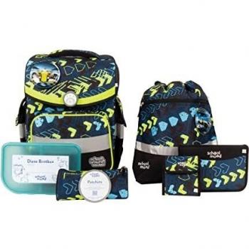 SCHOOL-MOOD® Schulranzen »Timeless, Elias (Rennwagen)«, retroreflektierende Flächen, mit LED-Patchy