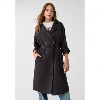 Stradivarius Black Trench Coat Long Flowing M
